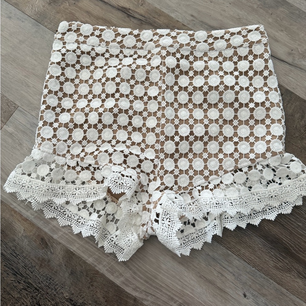 Amaryllis+ Dani Austin White Lace High Waist Shorts